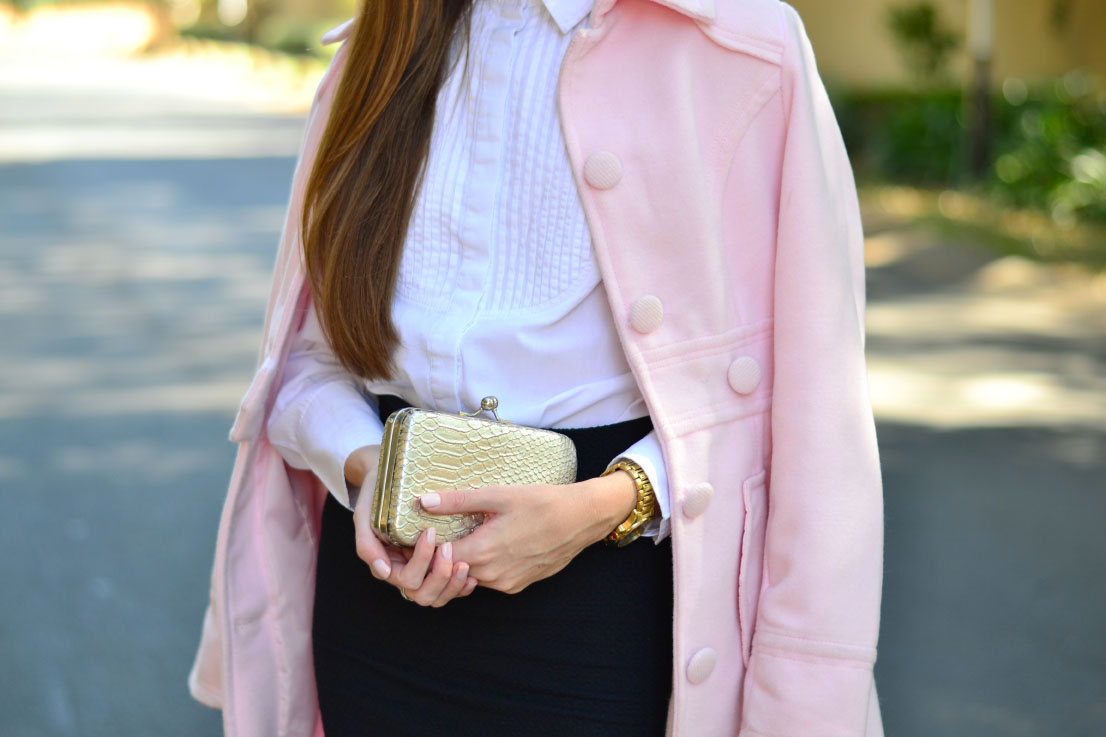 forever new clutch pink coat