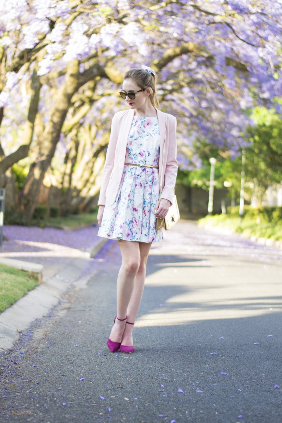 forever new dress - zara blazer - forever new heels - pink - floral