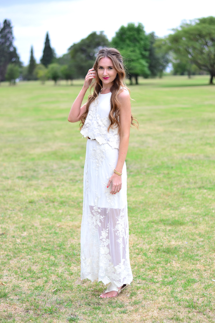 x&o - white lace dress - YDE - sorbet dry bar - benefit cosmetics - bronx shoes